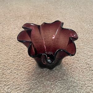 Antique MCM Hand-Blown Glass Candy Dish